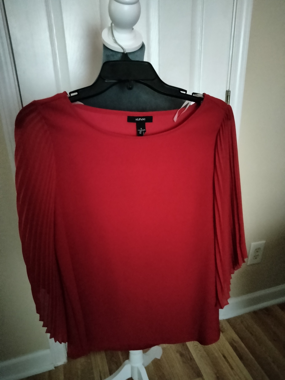 Alfani Red Pleated-Sleeve Blouse